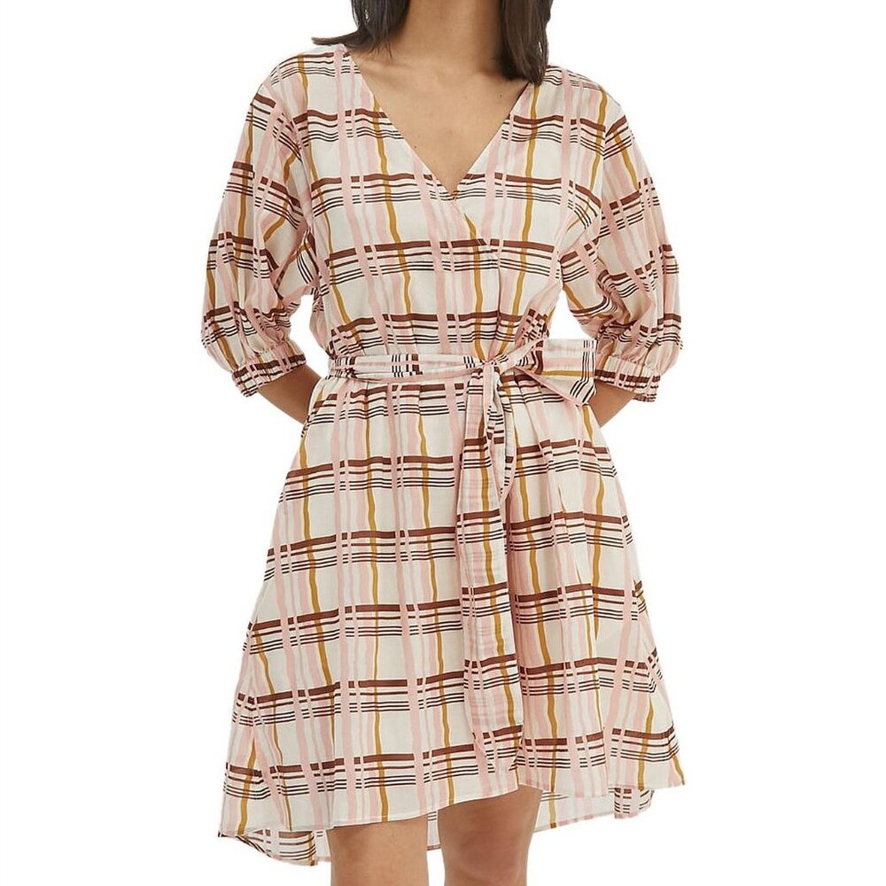 SABA Delphine Mini Dress Brown Pink Cream Size 10